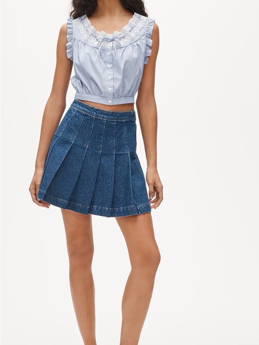 NEW Dark Blue J.CREW Preppy Pleated Denim Mini Skirt 4 NWT